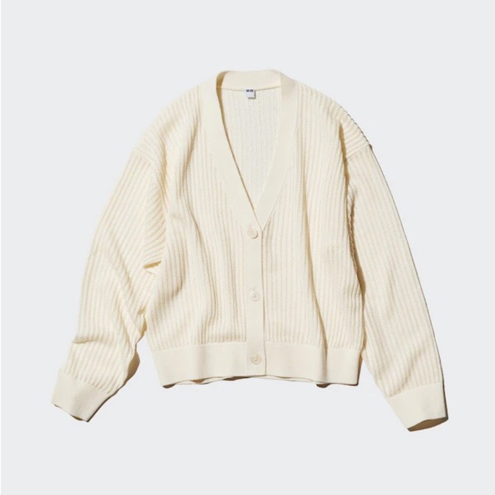 NWT Uniqlo Mesh V-Neck White Short Cardigan